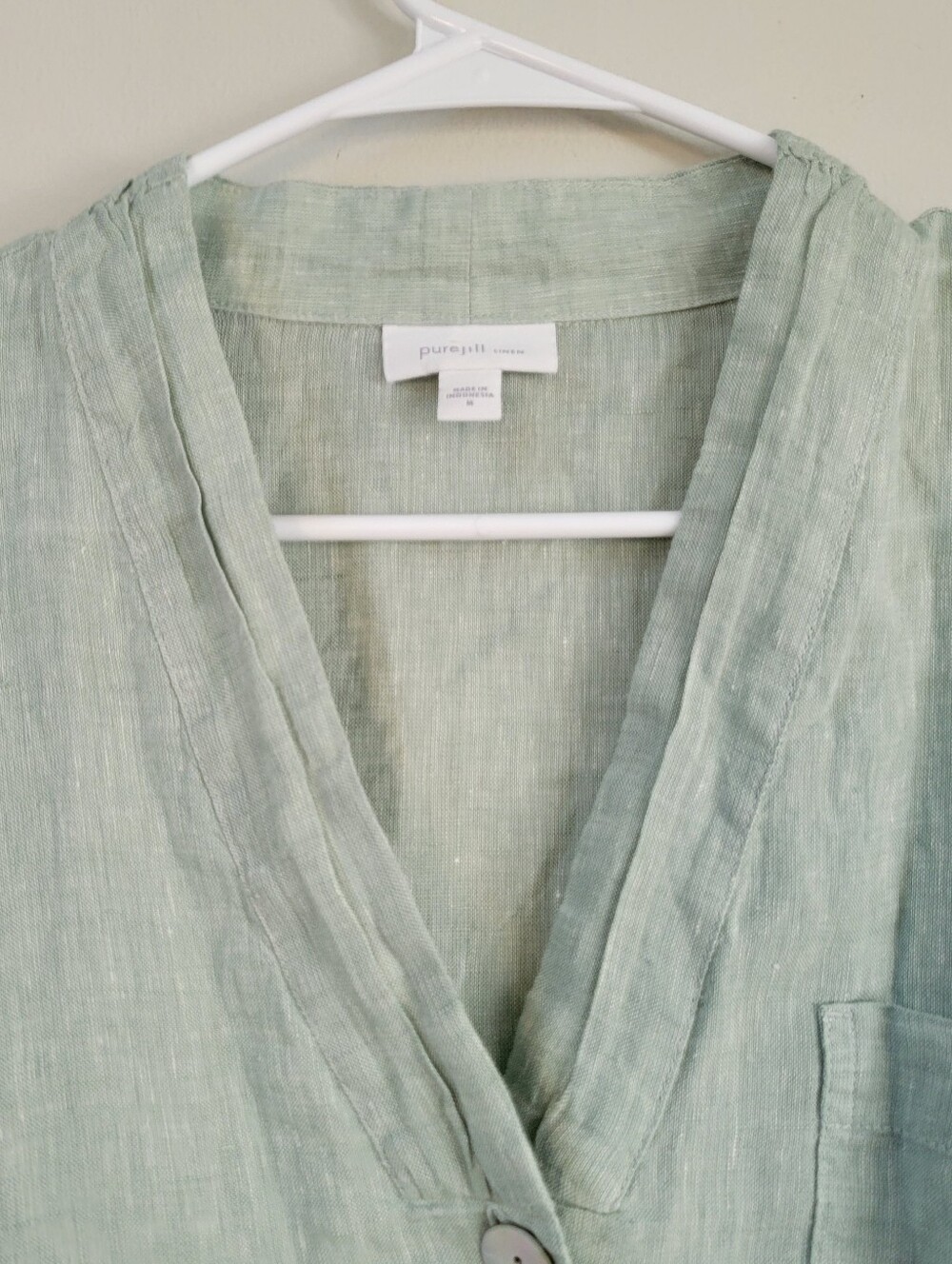 Pure Jill Linen Popover Tunic Top Women Size M Relaxed Coastal Resortwear Boho - Picture 5 of 10